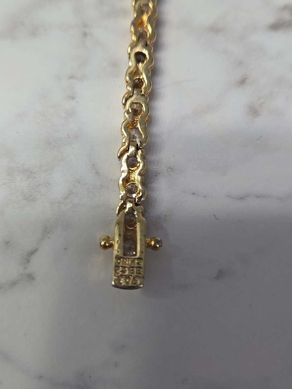 Gold Plated Sterling Silver Tennis Bracelet Set With Cubic Zircona.Vintage. - Picture 4 of 5